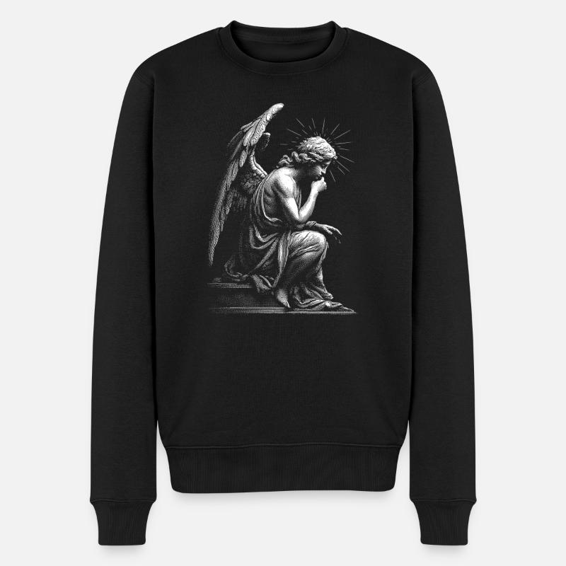 Gravure de silhouette d’ange - Pull Premium bio Homme - noir