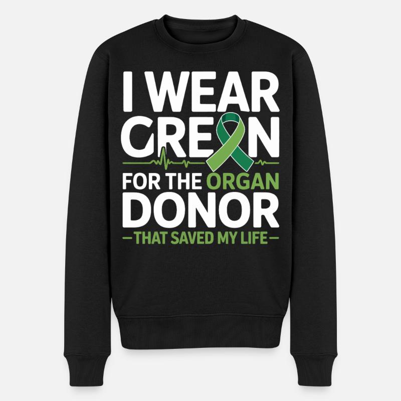 Grüne Organspende Lebensretter - Männer Premium Bio Pullover - Schwarz