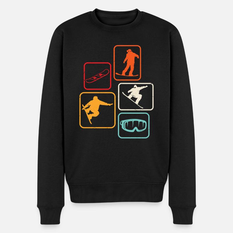 Snowboard retro Snowboarden Skifahren  - Männer Premium Bio Pullover - Schwarz
