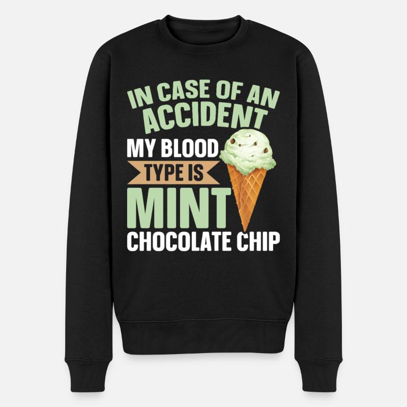 Minz-Schokoladen-Chip-Geschmack Waffelkegel Minze - Männer Premium Bio Pullover - Schwarz