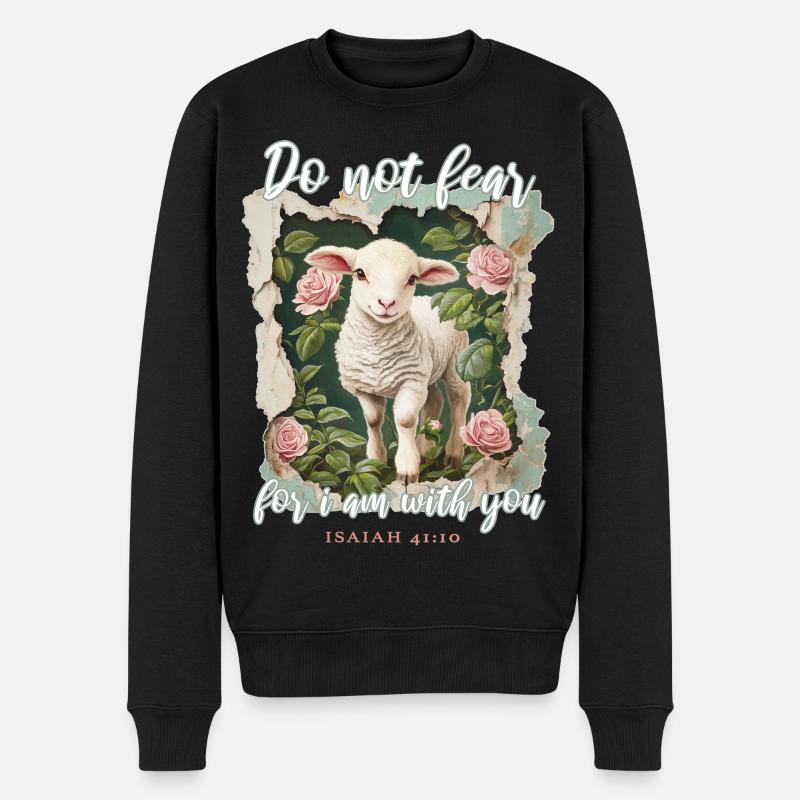 Lamm Christlich Bibelvers - Männer Premium Bio Pullover - Schwarz