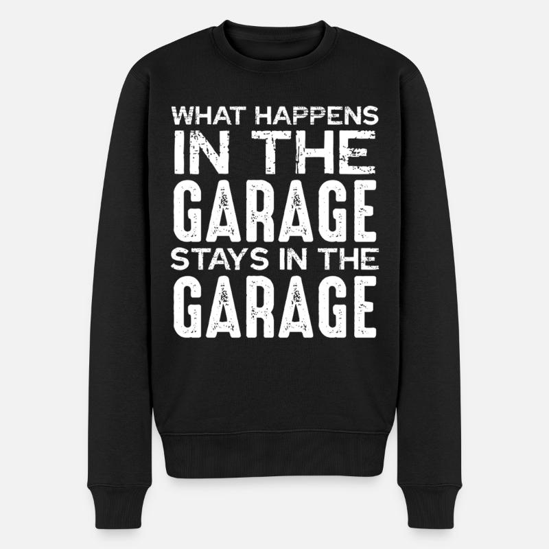 Garage Spruch Was Bleibt - Männer Premium Bio Pullover - Schwarz