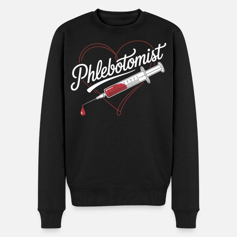 Phlebotomist Herzspritze - Männer Premium Bio Pullover - Schwarz