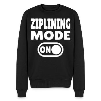 Ziplining Mode ON – Adrenalin an der Zipline - Männer Premium Bio Pullover - Schwarz - Vorne - Nico (187cm)