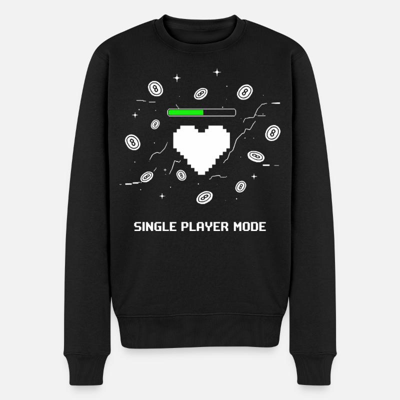 Single Player Mode Gamer Herz - Männer Premium Bio Pullover - Schwarz