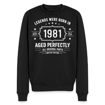 Original 1981 Vintage | Geburtstagsgeschenk 1981 - Männer Premium Bio Pullover - Schwarz - Vorne - Nico (187cm)