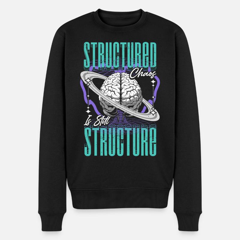 Neurodivergent Neurodiversität Structured Chaos - Männer Premium Bio Pullover - Schwarz