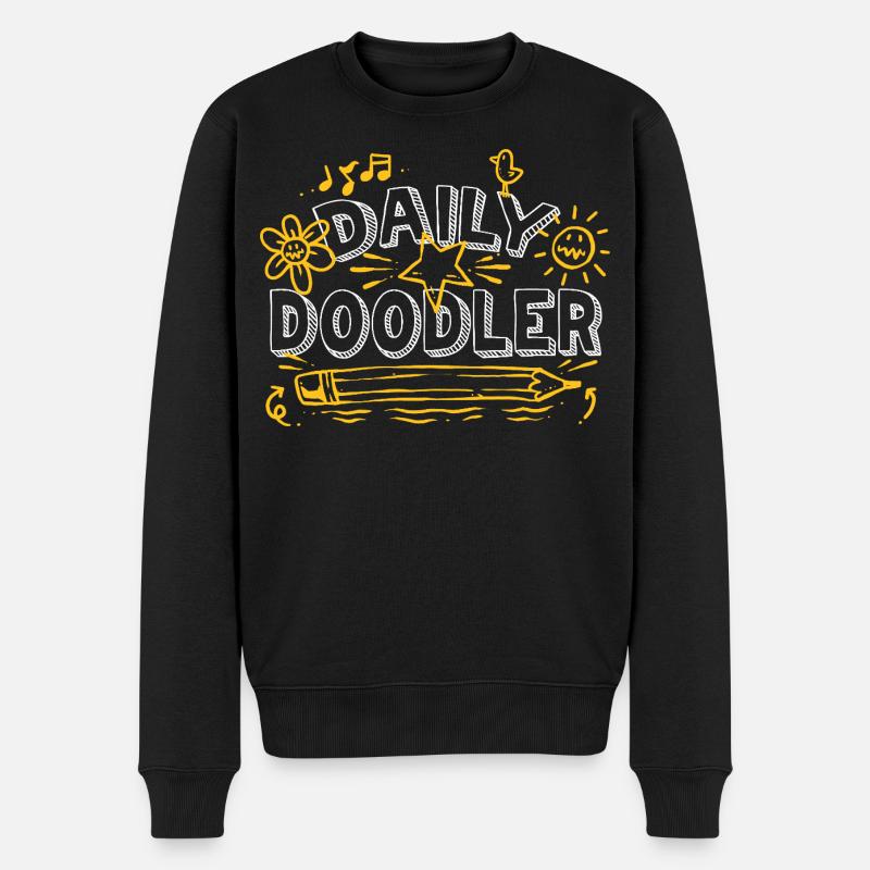 Doodle Kritzeln Zeichnung Daily Doodler - Männer Premium Bio Pullover - Schwarz