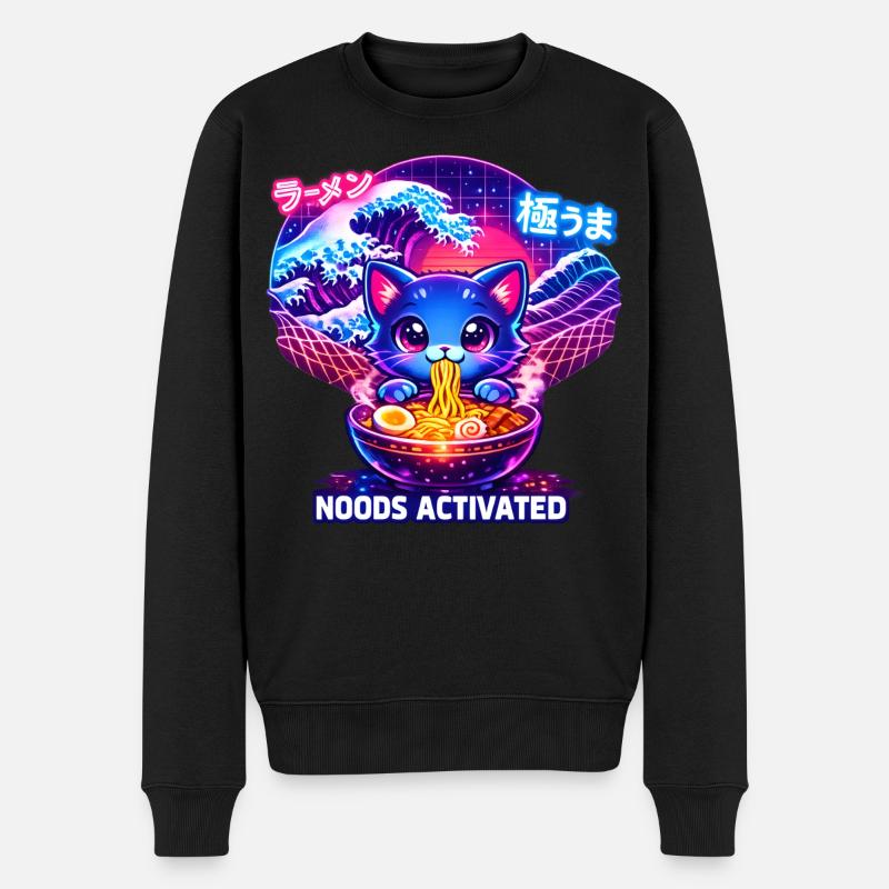 Ramen Kitty Vague Néon - Pull Premium bio Homme - noir
