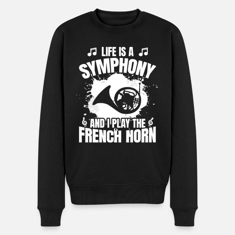 Das Leben ist eine Symphonie - Männer Premium Bio Pullover - Schwarz