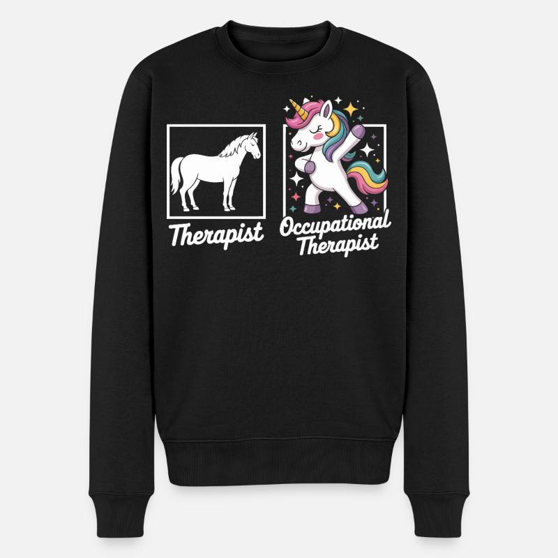 Einhorn Ergotherapie Flair - Männer Premium Bio Pullover - Schwarz