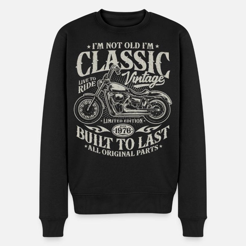 1976 Jahrgang 50. Geburtstag Motorrad Geschenk - Männer Premium Bio Pullover - Schwarz