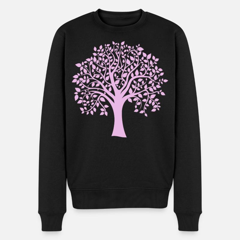 Icon Lila-Jumbo-Baum-Print-Silhouette - Männer Premium Bio Pullover - Schwarz