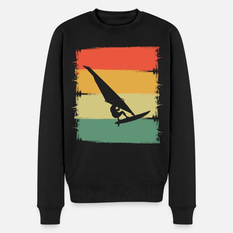 Windsurfer Silhouette - Männer Premium Bio Pullover - Schwarz