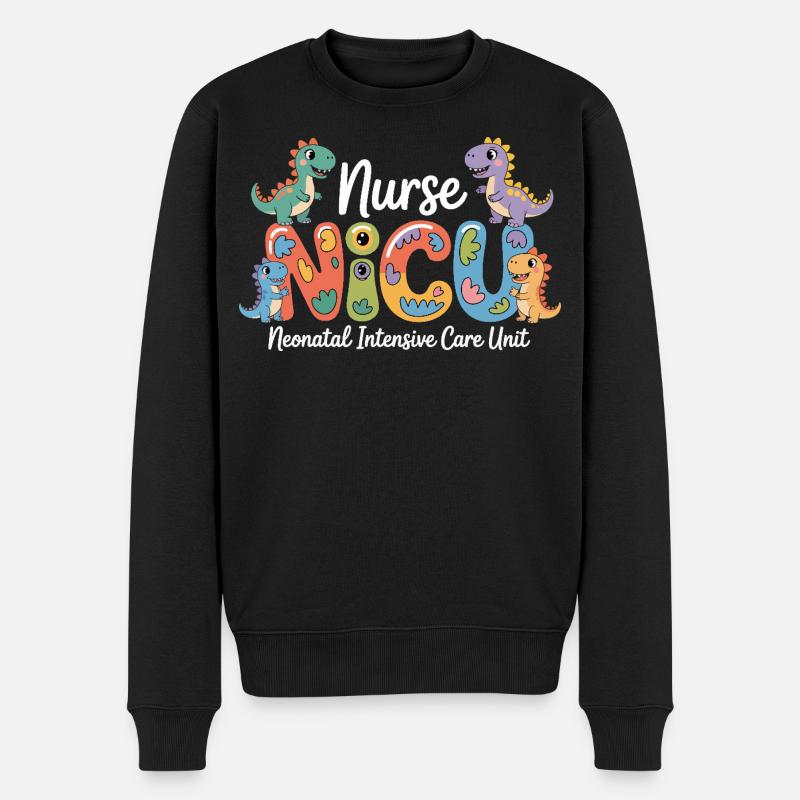 Neonatal Pflege Dino-Design - Männer Premium Bio Pullover - Schwarz