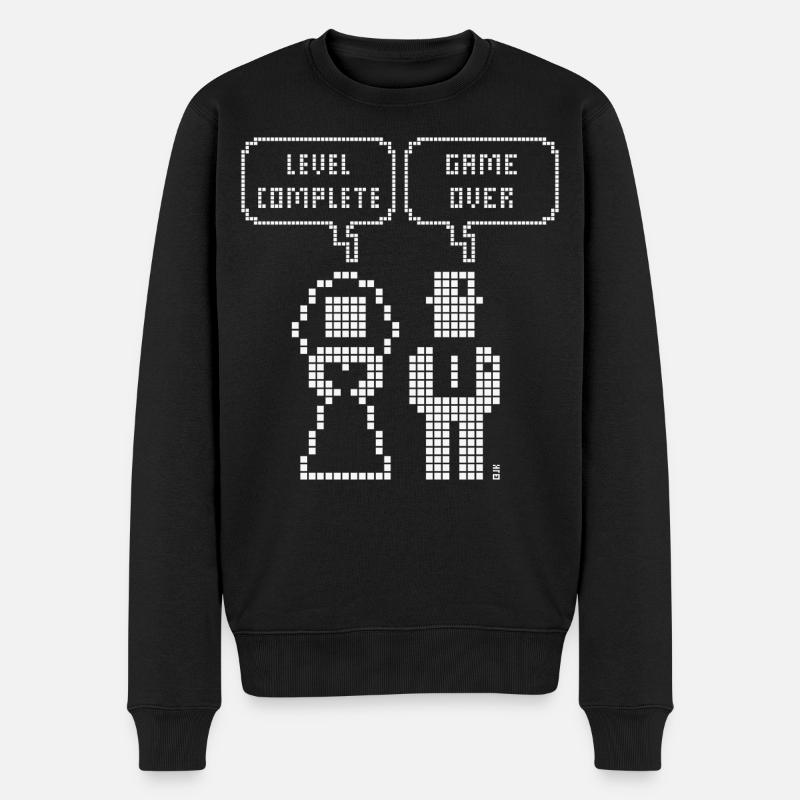 Level Complete – Game Over (Bryllupspolterabend Pixel W) - Økologisk premium-sweatshirt til mænd - sort