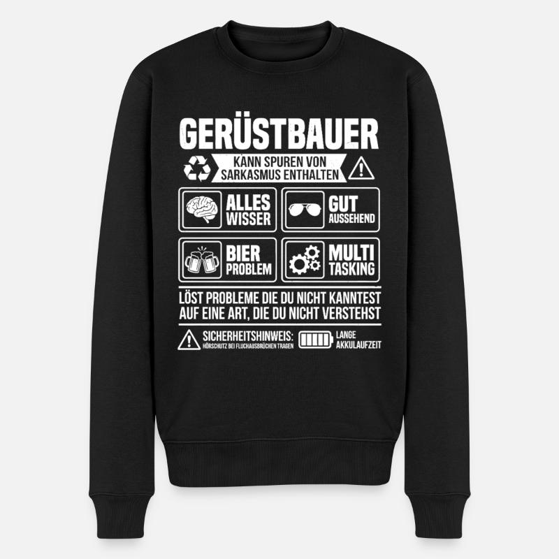 Infographie sur l’échafaudage – Artisan drôle - Pull Premium bio Homme - noir