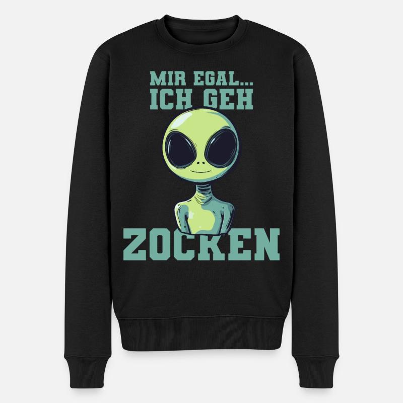 alien - ich geh zocken - Männer Premium Bio Pullover - Schwarz