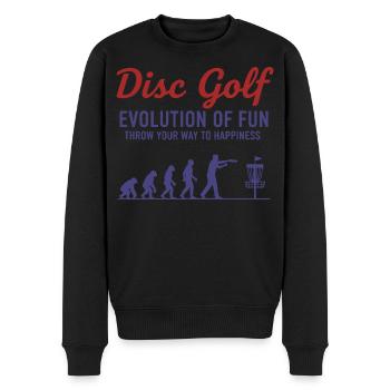 Disc Golf Evolution Of Fun Wirf Dich Zu - Männer Premium Bio Pullover - Schwarz - Vorne - Nico (187cm)