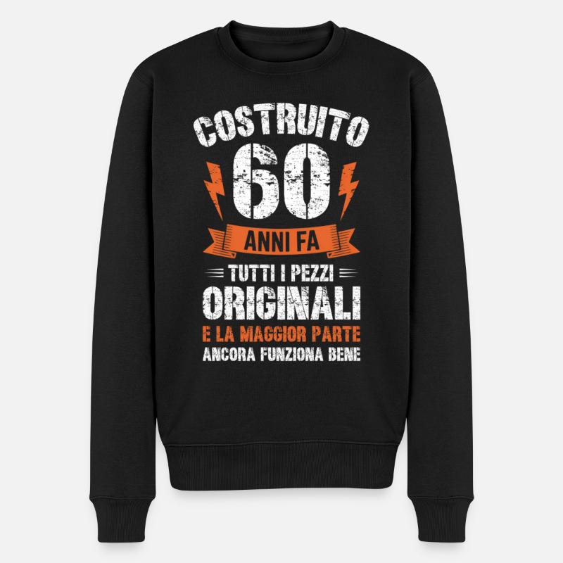 60 Anni fa compleanno retrò divertente - Männer Premium Bio Pullover - Schwarz