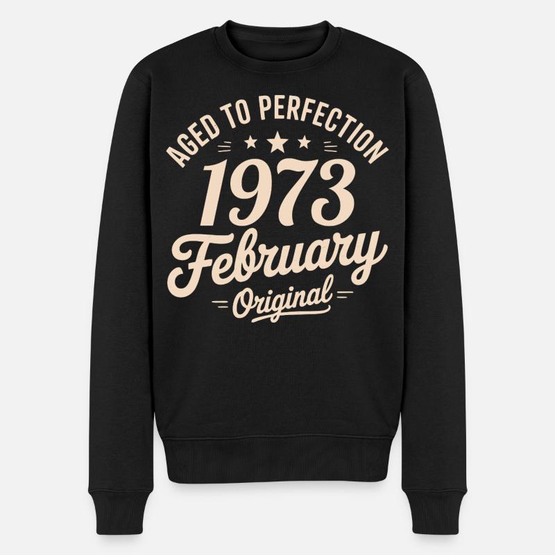 Février 1973 – Februar 1973 - Männer Premium Bio Pullover - Schwarz