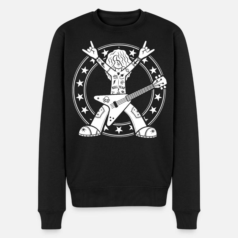 Heavy-Metal-Gitarrist - Männer Premium Bio Pullover - Schwarz