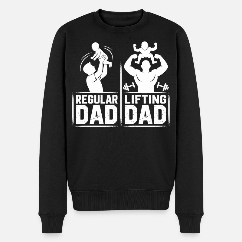Dadkraft Doppelbild: Normaler vs Kraftdad - Männer Premium Bio Pullover - Schwarz