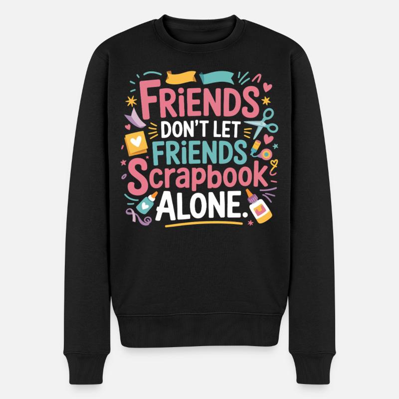 Freunde scrappen gemeinsam bunt - Männer Premium Bio Pullover - Schwarz