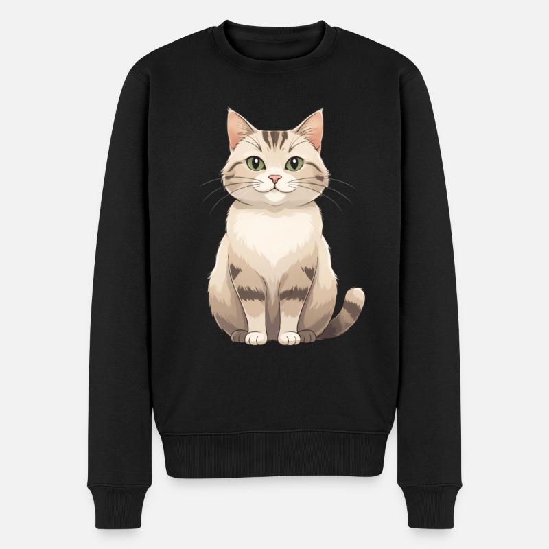 Katzenfreund in Pastellfell - Männer Premium Bio Pullover - Schwarz