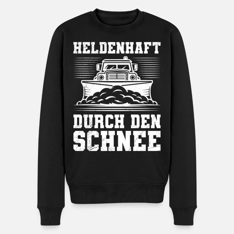 Schneeräumen HELDENHAFT DURCH DEN SCHNEE - Männer Premium Bio Pullover - Schwarz