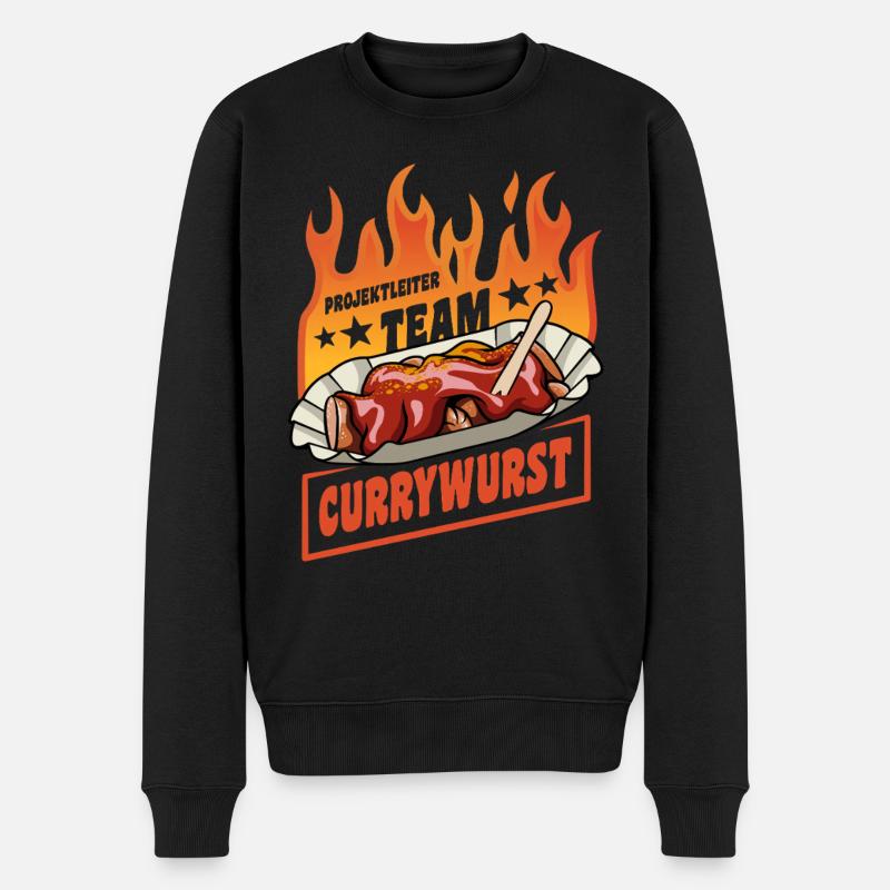 Projektleiter Team Currywurst | Fast Food Flammen - Männer Premium Bio Pullover - Schwarz