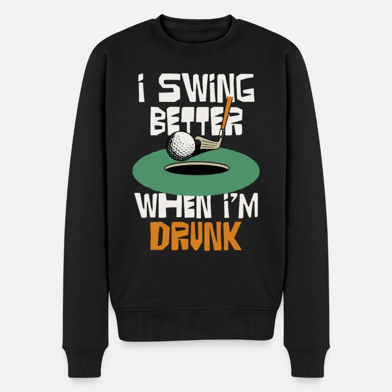Ich schwinge besser, wenn ich trinke - Männer Premium Bio Pullover - Schwarz