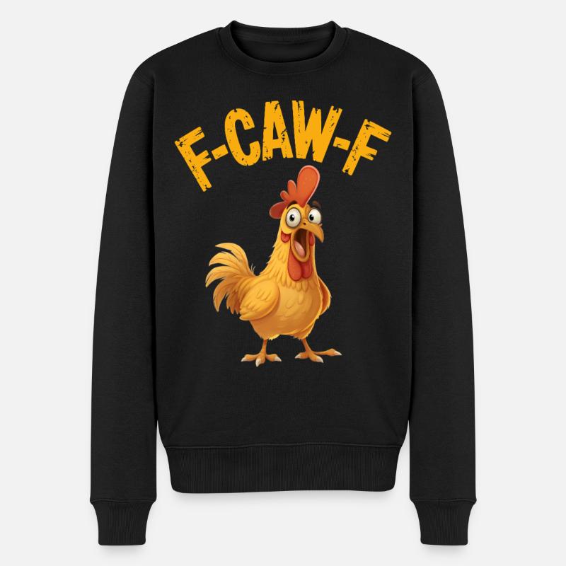 Funny F-Caw-F Chicken Rooster Meme - Männer Premium Bio Pullover - Schwarz