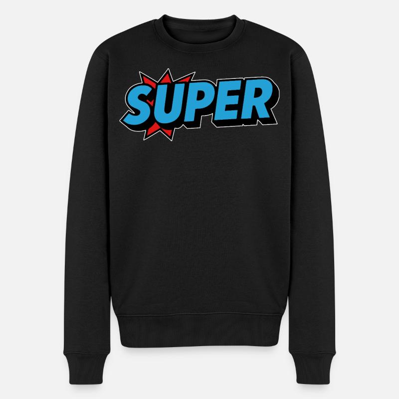 Super Retro oldschool Schriftzug - Männer Premium Bio Pullover - Schwarz