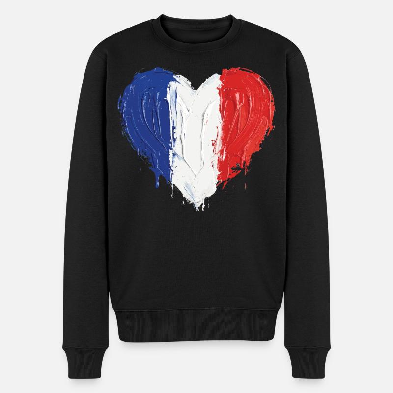 French Flag Heart Fußball - Männer Premium Bio Pullover - Schwarz