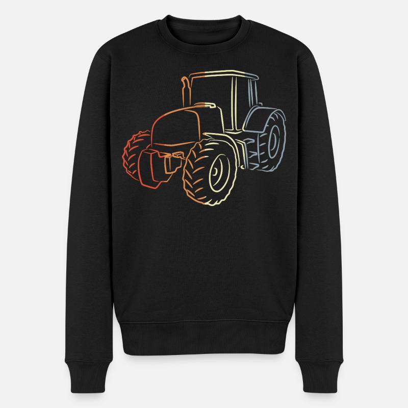 Retro Traktor Skizze - Männer Premium Bio Pullover - Schwarz