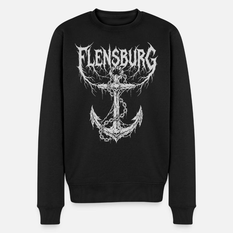 Flensburg – Extreme Metal Stadtmotiv - Männer Premium Bio Pullover - Schwarz