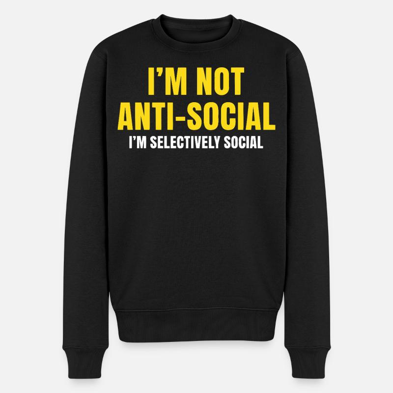 Selectively Social Statement - Männer Premium Bio Pullover - Schwarz