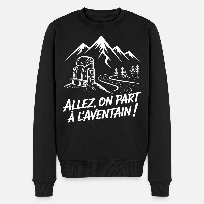 Abenteuer-Rucksackwandern - Männer Premium Bio Pullover - Schwarz