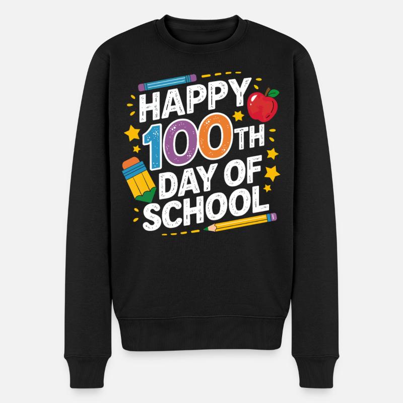 100e jour d’école Conception néon - Pull Premium bio Homme - noir