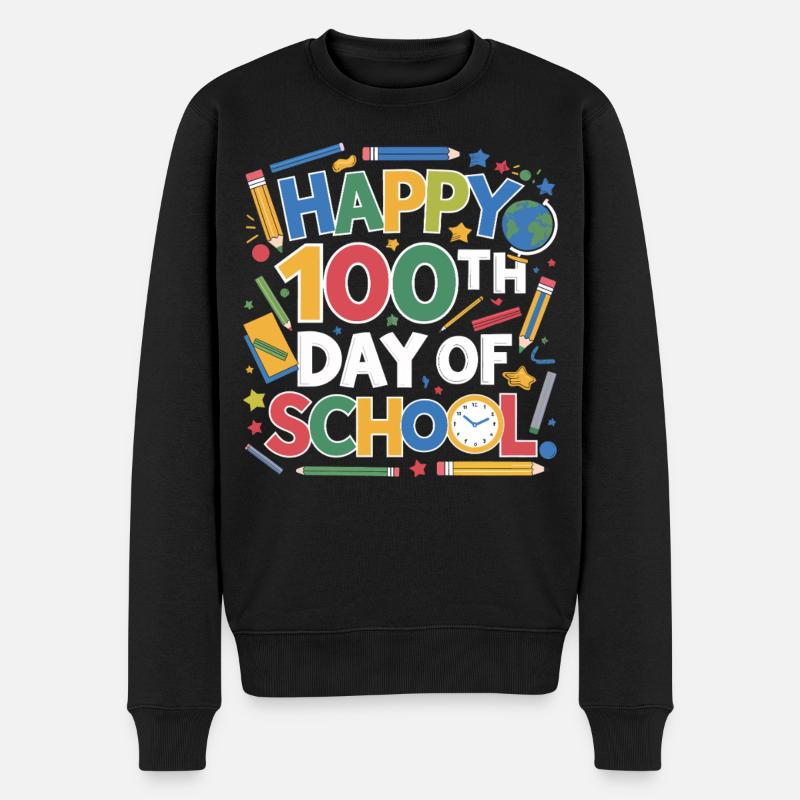 100th Day School Celebration - Männer Premium Bio Pullover - Schwarz