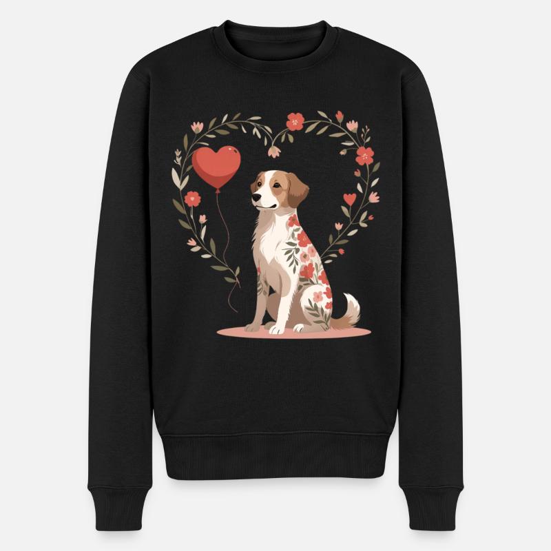 Blumenherz-Hund Tattoo Muster - Männer Premium Bio Pullover - Schwarz