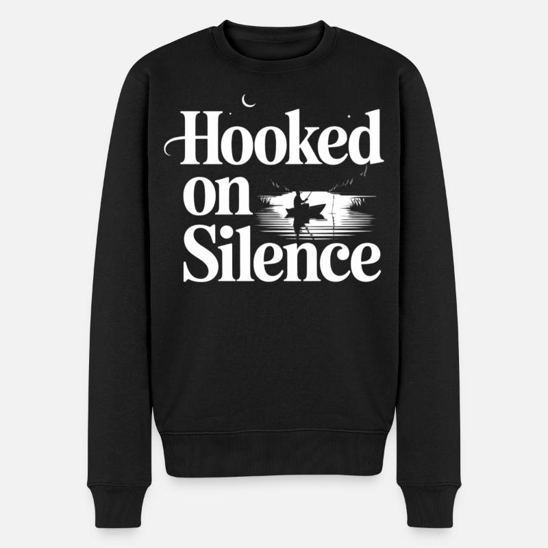 Motif de pêche en silence - Pull Premium bio Homme - noir