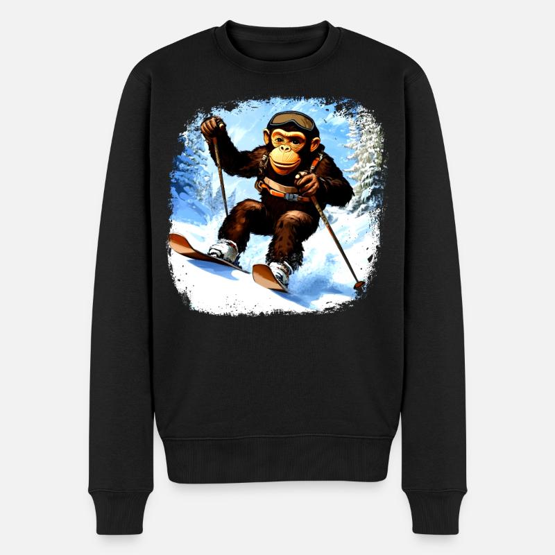 Affen Ski - Männer Premium Bio Pullover - Schwarz