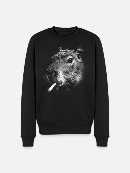 Fumer, cigarette, capybara, fumer une cigarette - Pull Premium bio Homme - noir