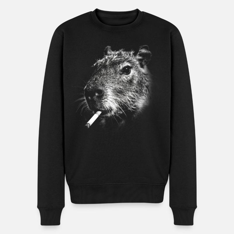 Fumer, cigarette, capybara, fumer une cigarette - Pull Premium bio Homme - noir