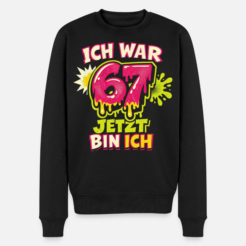 67 Six Seven Ich war 6 jetzt 7 Geburtstag - Männer Premium Bio Pullover - Schwarz