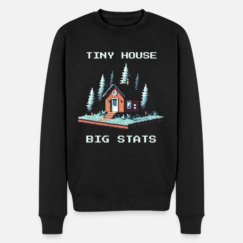 Tiny House, große Werte | Minimalismus - Männer Premium Bio Pullover - Schwarz