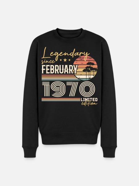 February 1970 Anniversary 1970 Legends February - Men's Premium Organic Jumper - black