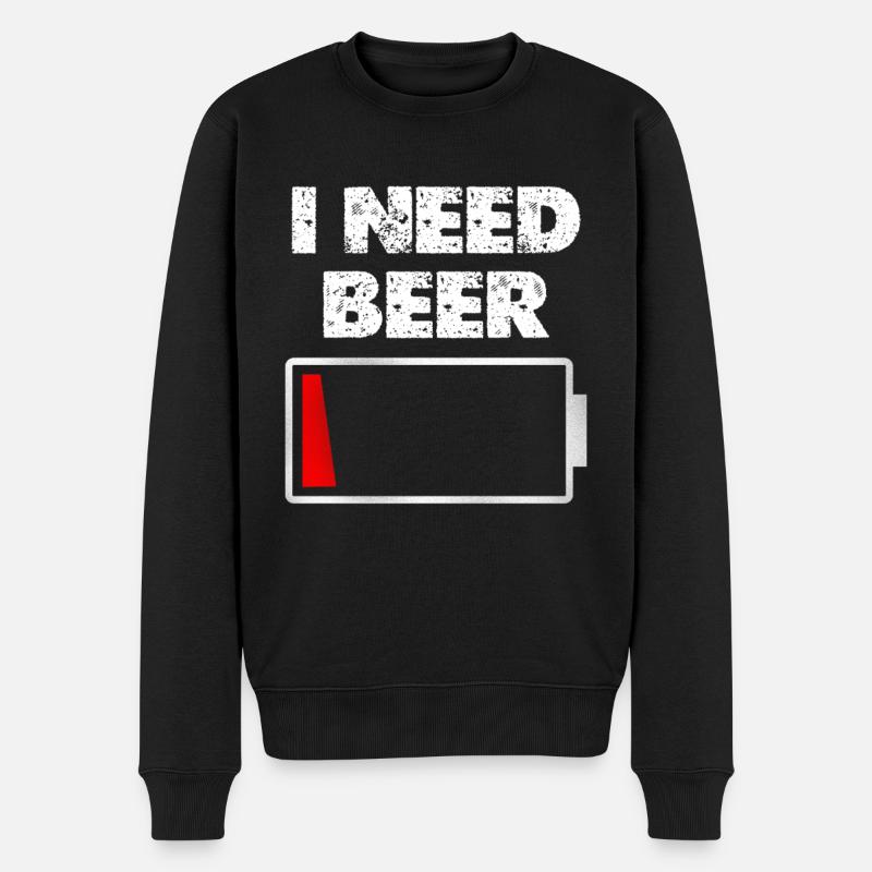 I Need Beer – Battery empty - Men's Premium Organic Jumper - black